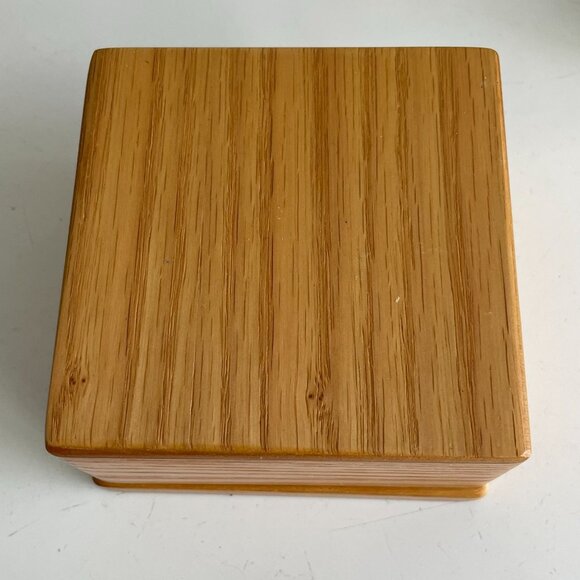 Wooden Jewelry Box Inlay Star Design Hinged Lid Keepsake Quilt Marquetry Vintage - Picture 8 of 9